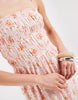 Pieces smocked lace cami maxi dress in pink ditsy floral print