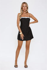 Dotted Luxe Mini Dress Black