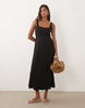 Mango cut out midaxi dress in black