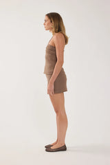 Perfect Stranger Abby Linen Halter Top Taupe