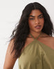 Curve poplin halter neck swing mini sundress in olive