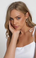 Flora Double Hoop Drop Earring in Gold And Pearl