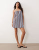 denim cami mini dress with button detail in striped print