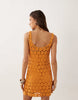 Mango cotton rich crochet mini dress in bright orange