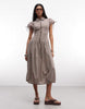 COLLUSION shirt dress midi dress in brown gingham