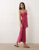 Mango Teen knit halterneck maxi dress in bright pink