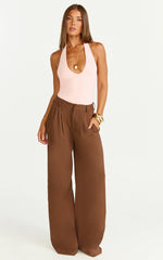 Suzanna Bodysuit - V Neck Halter Bodysuit in Pink