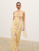 Pretty Lavish Eden scarf cowl neck printed jacquard maxi dress in lemon floral