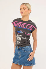 Thrills Speed Kills Club Tee Merch Black