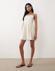 Iisla & Bird mini dress with picot trim in butter yellow