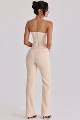 vintage ivory crepe straight leg trousers