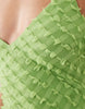 Tall bias cut plunge neck cami dress with full godets and scarf detail in green