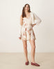 crinkle scoop neck tiered mini dress in vintage floral print