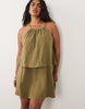 curve tie neck baby doll mini dress