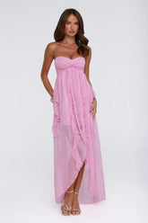 The Attention Rule Strapless Maxi Dress Pink
