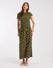 ONLY shirred maxi dress with green polka dot print
