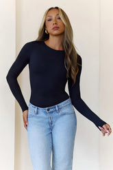 BASE Contour Simple Long Sleeve Top Black