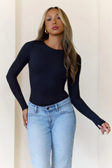 BASE Contour Simple Long Sleeve Top Black