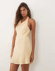Mango halterneck mini dress in yellow polka-dot print