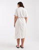 ONLY Curve linen mix shirt dress in cream