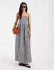 PIECES seersucker cami maxi dress in black and white gingham print