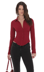Button-Up Shirt in Red