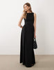 slash neck jersey midaxi dress in black