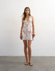 Topshop lace insert pintucked waist mini tea dress in pink floral