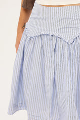 Perfect Stranger Montel Mid Rise Midi Skirt Blue Stripe