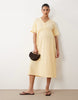 Mamalicious Maternity short sleeve nursing button detail textured jersey midi dress in yellow