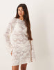 Minette beach crochet lace mini dress in cream