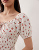 Esmée puff sleeve tie front maxi beach dress in red ditsy floral