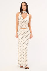 Perfect Stranger Polka Wish Maxi Skirt Cream Print