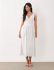 Gina Tricot pure cotton V-neck midi dress with corset waist in white flower print
