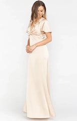 Rome Twist Gown ~ Champagne Luxe Satin