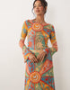 Never Fully Dressed Aria mesh long sleeve maxi dress in kaleidoscope print