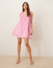 Kiss The Sky Dolly off the shoulder frill baby doll mini dress in hot pink