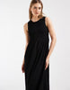 PIECES sleeveless smocked maxi dress in black