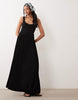 button up crinkle midaxi dress in black