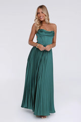 Starlit Kiss Satin Maxi Dress Green