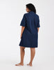 ONLY Curve pleated denim mini dress in rinsed dark blue