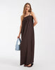 ONLY sleeveless maxi dress in brown stripes