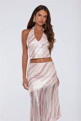 Sparkle Vibes Only Sequin Halter Top Multi