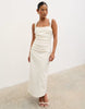 Pretty Lavish Maja bengaline knot strap square neck maxi dress in cream