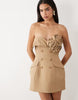 ASOS LUXE tailored strapless mini dress with corsage detail in tan