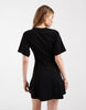 cinched seam detailing mini dress in black