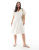 ONLY Curve tie detail mini dress with linen in stone