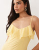Vero Moda ruffle bust chiffon midi cami dress in golden yellow