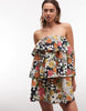 mini bandeau dress with ruffle details in fruit print