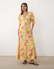Miss Selfridge lace trim button up maxi dress in summer floral